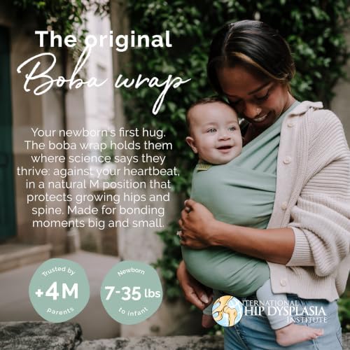 Boba Baby Wrap Carrier - Stretch Cotton Newborn Sling, Sage Green