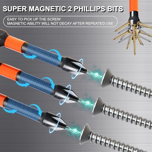 DYRECELVE 10-Piece Phillips Bits #2 Impact, 2-Inch Screwdriver Bits Set