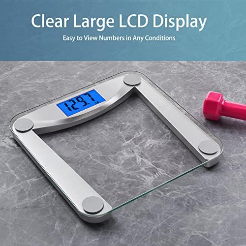 Vitafit Bathroom Scale for Body Weight Accuracy 0.1lb, 400lb,Clear Glass