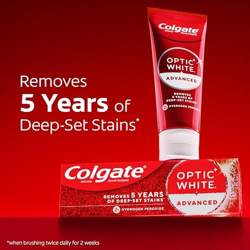 Colgate Optic White Advanced Hydrogen Peroxide Toothpaste, 3 Pack, 3.2 oz