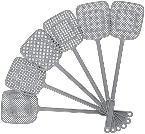 MR.SIGA Heavy Duty Long Handle Fly Swatter, Gray, 6 Pack