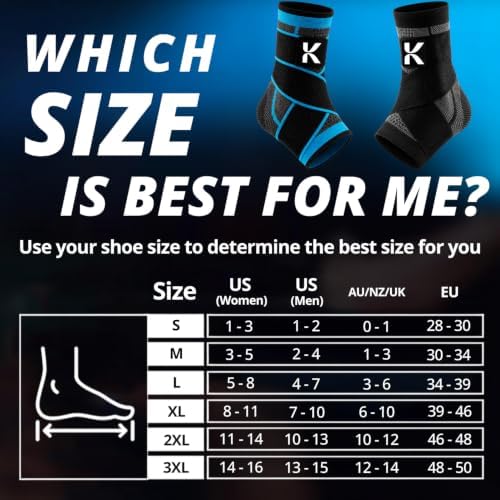 Koprez Ankle Compression Sleeve & Ankle Brace for Plantar Fasciitis Relief