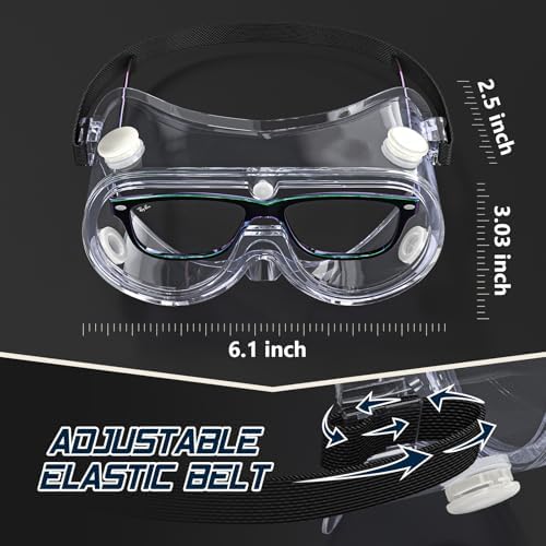 Anti-fog Safety Goggles ANSI Z87.1,Adjustable Chemistry Lab Goggles Over Glasses
