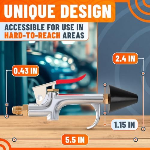 Air Nozzle Blow Gun for Compressor, 1/4 In Stainless Steel HVAC Tool