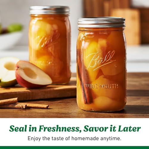 Ball Wide Mouth Quart 32oz. Glass Mason Jar with Lids and Bands, 8 Count
