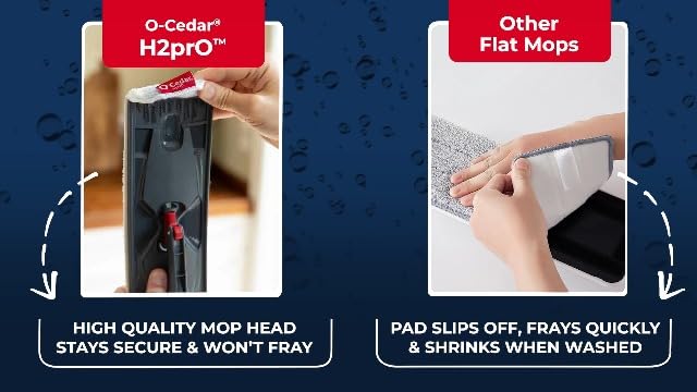 O-Cedar H2prO Flat Mop System | Quick Everyday Cleaning | Dual-Tank Fresh Water System | Machine Washable Reusable Microfiber Mop Pad | Safe on Hardwood, Tile & Vinyl Floors
