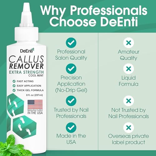 DeEnti Foot Callus Remover Gel, Dead Skin Remover for Feet, 8oz Cool Mint