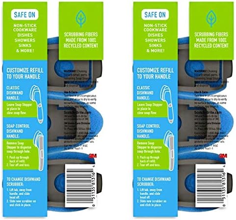 Multi Purpose Non Scratch Dish Wand Refills by Scotch Brite Blue 6 Pack