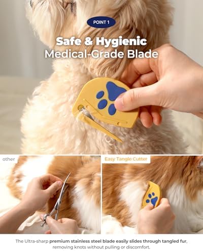 PETHROOM Easy Tangle Cutter for Dogs & Cats, Professional Dematting Tool