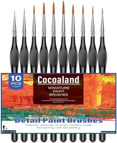 10Pcs Micro Paint Brushes Set with Triangular Handles - For Acrylic, Watercolor, Crafts, Models