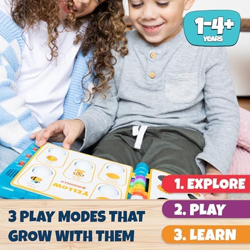 Chuckle & Roar Pop It Book, Colors, English & Spanish, Quiet Mode, 1–4+