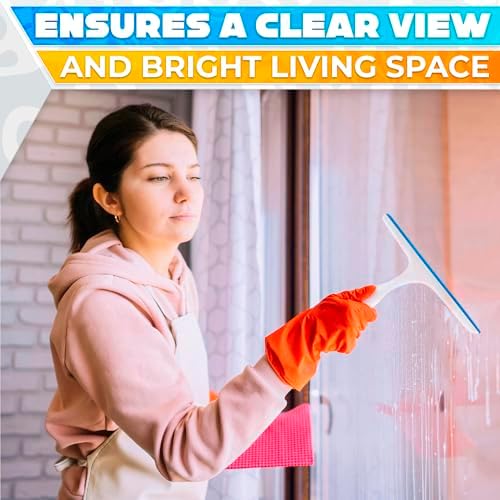 4 Pcs Hand Squeegee for Shower Glass, 9.45 in Silicone Blade