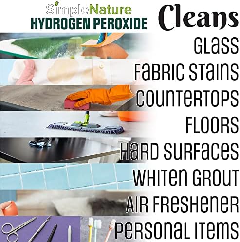 SimpleNature 12% Food Grade Hydrogen Peroxide Solution - 1 Gallon - Natural Multipurpose Cleaner - Made in USA - Ideal for Commercial, Residential, Kitchen, Bath, Laundry, and More