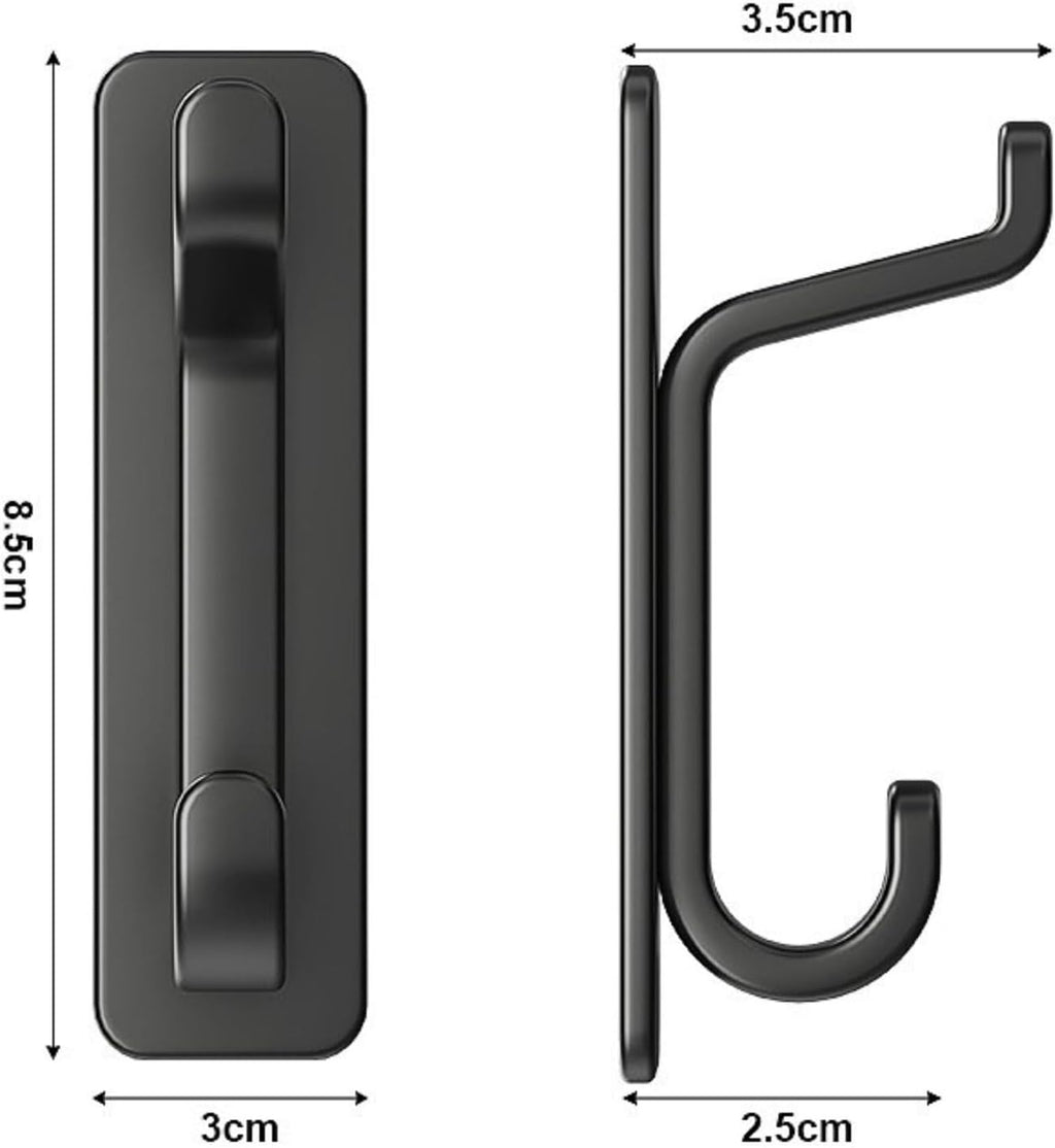 5-Pack Heavy-Duty Adhesive Wall Hooks – 22lb No-Drill Storage Solution for Kitchen, Bathroom & More - Black