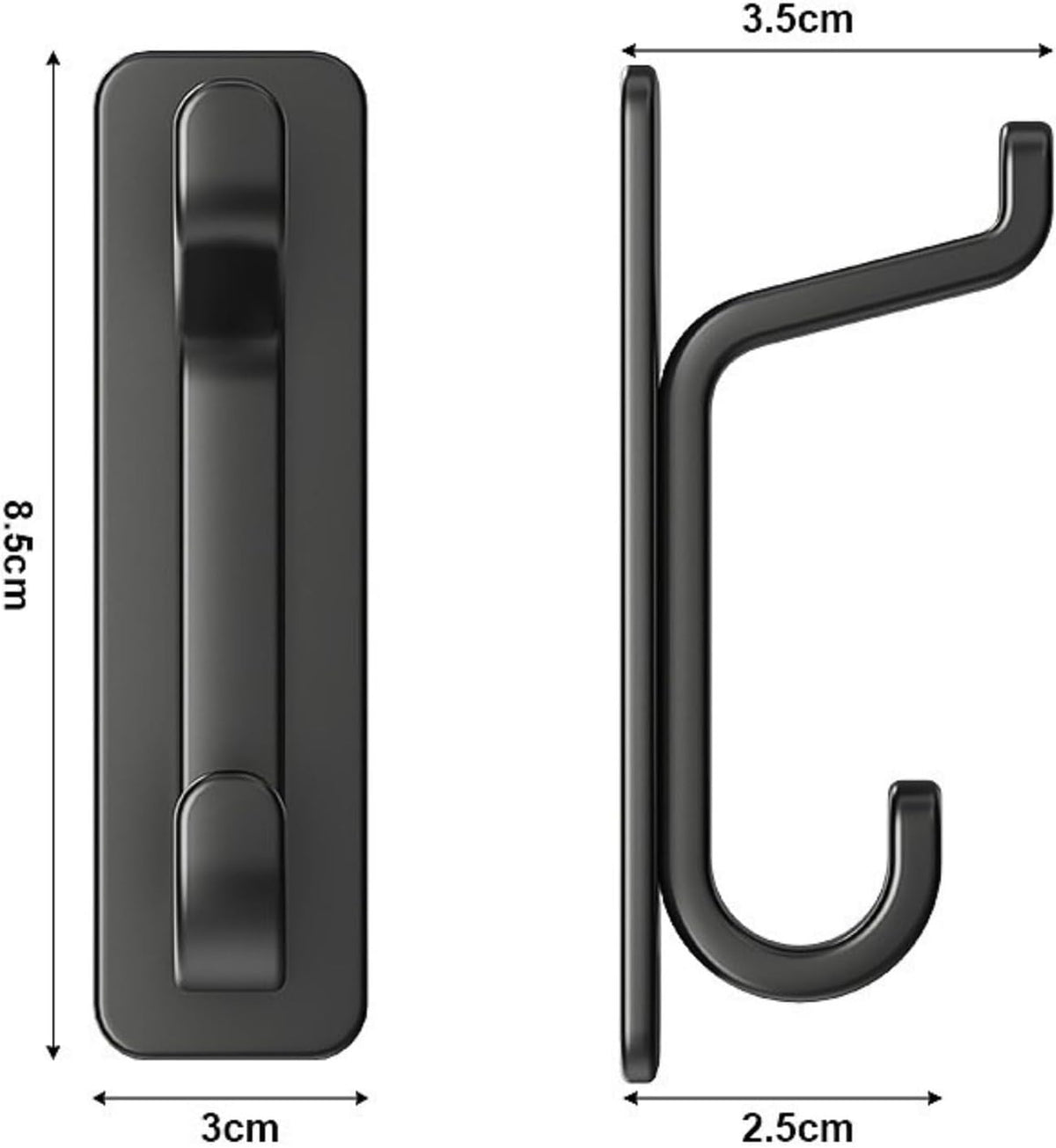 5-Pack Heavy-Duty Adhesive Wall Hooks – 22lb No-Drill Storage Solution for Kitchen, Bathroom & More - Black