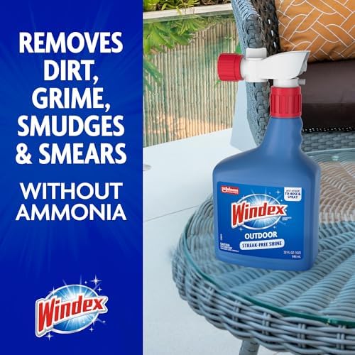 Windex Outdoor Glass & Window Cleaner for All Garden Hoses, 32 oz (2-Pack)