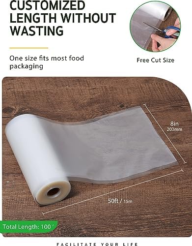 Syntus 2 Rolls 8" x 50' Vacuum Sealer Bags, BPA Free for Food Storage