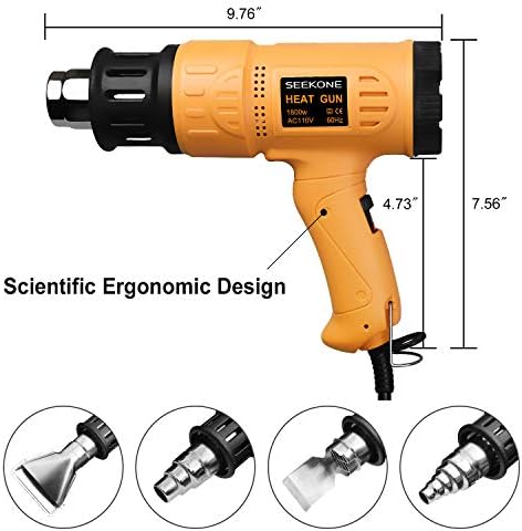 SEEKONE 1800W Heat Gun Variable Temp 122℉-1202℉ for Crafts, Shrink Wrap