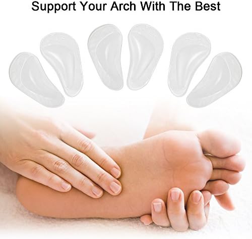 Dr. Foot's Arch Support Shoe Insoles for Flat Feet, Gel Arch Inserts for Plantar Fasciitis, Adhesive Arch Pad for Relieve Pressure and Feet Pain- 3 Pairs (Clear, 3 Count (Pack of 1))