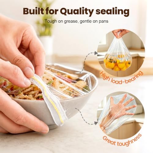 Disposable Stretch Food Covers for Bowls Reusable Fresh Keeping Bags (White X100)