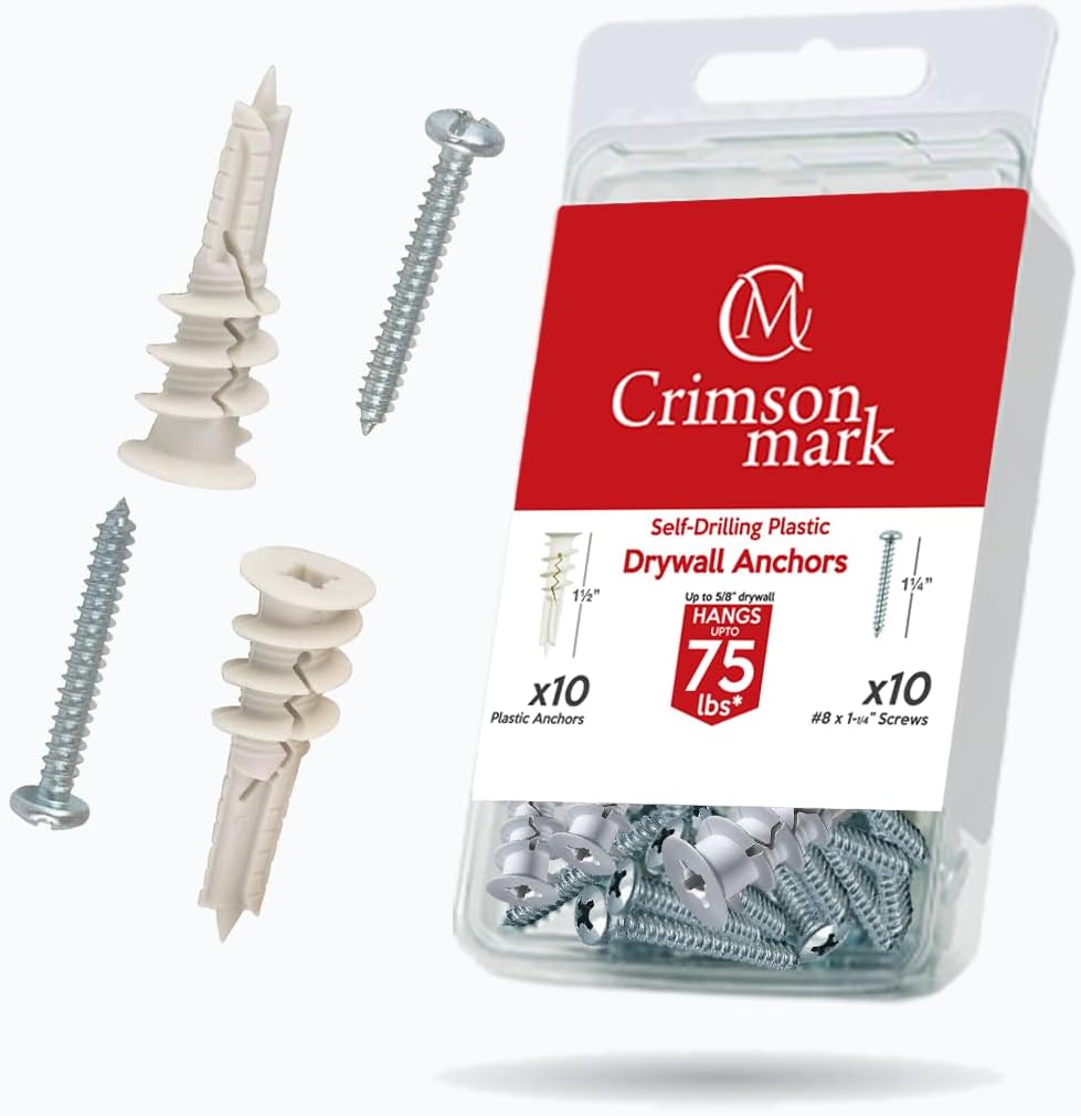 120PCS #8 Self Drilling Drywall Anchors and Screws Assortment Kit