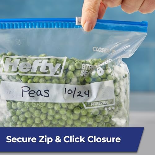 Hefty Slider Freezer Bags, Quart Size, 74ct