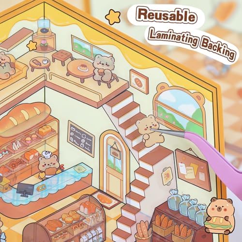 20 Sets DIY 3D Sticker Scene Book for Kids Adults Cozy Room Sticker Therapy