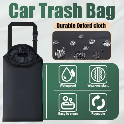 ecocstm 2 PCS Car Trash Bags, Car Accessories Washable Garbage Bag Hanging