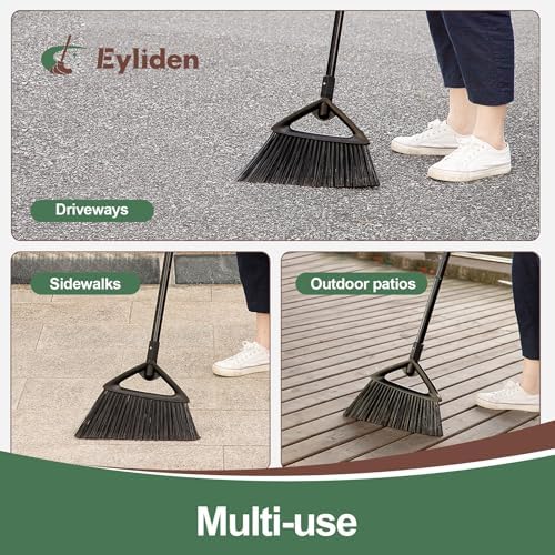 Eyliden Angle Broom with 57" Long Handle, Outdoor Indoor, Black
