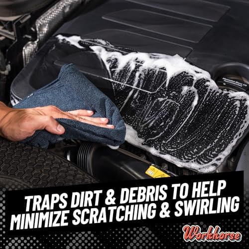Chemical Guys, Workhorse Plush Microfiber Towels, 16 x 16 in, Black, 3 Pack