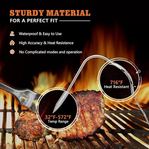 2 Pack Meat Probe Replacement for Traeger Grills, 3.5mm Plug, BAC329 BAC289