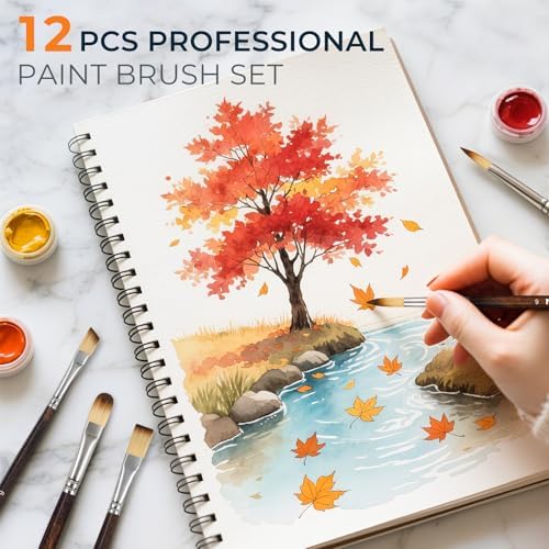 Nicpro 12PCS Artist Paint Brush Set, Paint Brushes for Acrylic Painting