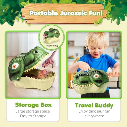 Dinosaur Toys Kids 3-5, 45PCS Jurassic Playset with Trees & Fence