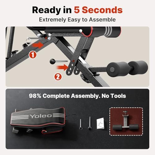 YOLEO Adjustable Weight Bench, ASTM-Certified 827LBS