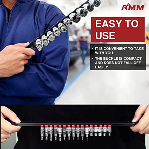 AMM 9PCS Socket organizer, 1/4" 3/8" 1/2" Drive Heavy duty socket holder