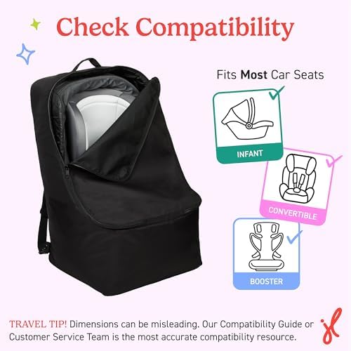 J.L. Childress Padded Backpack Car Seat Travel Bag - Deluxe, Black
