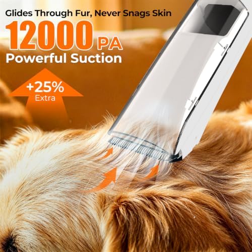 Dog Grooming Vacuum Kit, 12000Pa Pet Hair Vacuum with Clipper