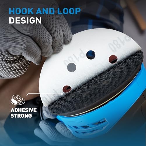 S SATC 72 PCS 5 Inch 8 Hole Hook and Loop Adhesive Sanding Discs Sandpaper for Random Orbital Sander 40 60 80 120 180 240 320 Grits