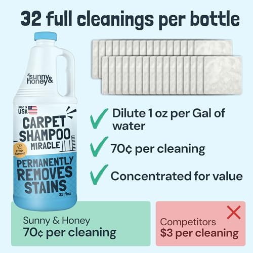 Sunny & Honey Carpet Cleaner Shampoo Solution for Machines, 32floz Summer