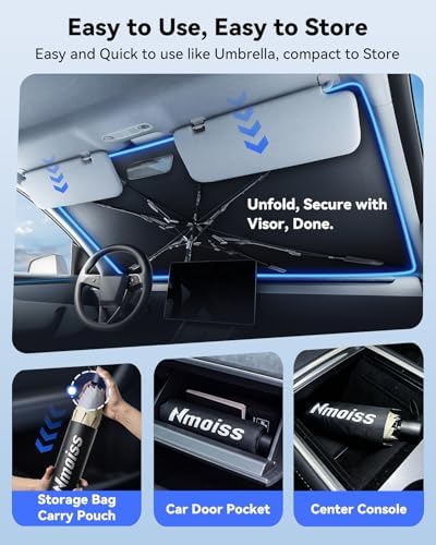 2026 Nmoiss Windshield Sun Shade Umbrella [Vinyl Coating Heat Shield]