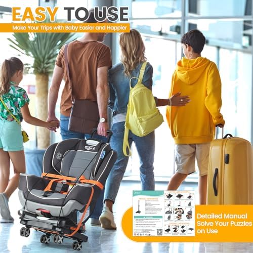 Orzbow Car Seat Dolly for Airport, Folding Car Seat Roller Cart, Black
