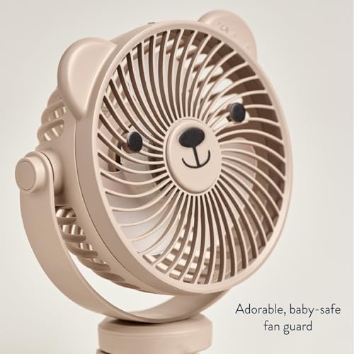 Itzy Ritzy Baby Stroller Fan, Rechargeable Fan with Wraparound Legs (Bear)