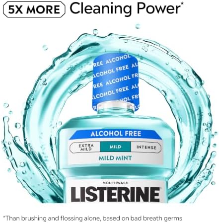Listerine Cool Mint Alcohol Free Mouthwash, Mild Mint, 33.8 fl. oz/1 L