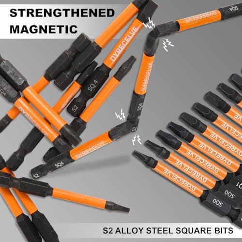 DYRECELVE 12-Pack Square Drive Bit Set, Magnetic Impact Screwdriver Bits