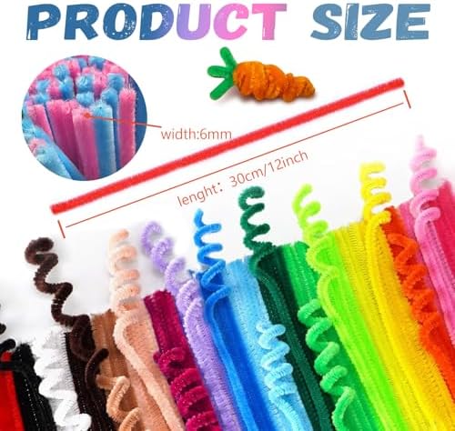 200 Pcs Pipe Cleaners Craft Bulk, 20 Colors Pipe Cleaner, Chenille Stems