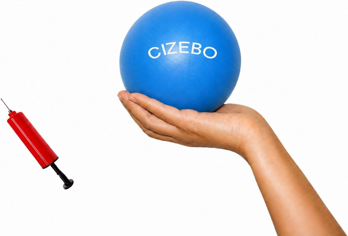 CIZEBO Mini Exercise Ball 4 Inch, Small Pilates Ball for Core Training, Thigh and Hip Exercises, Mini Yoga Ball for Stability Training, Workouts, Fitness Classes, Blue