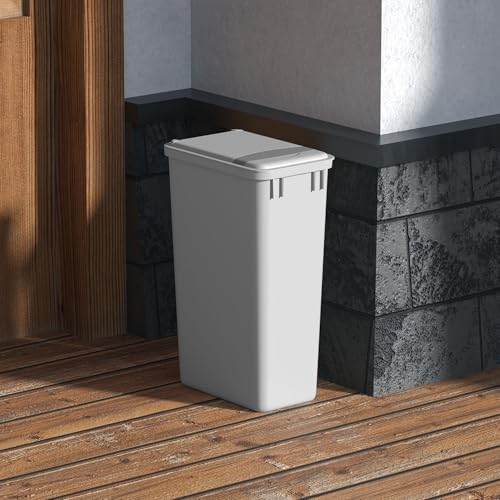 Dowell 50L Wastebasket Trash Container, 52.8Qt/13.2Gal, Plastic, Stackable, for Kitchen/Bathroom/Office, Fits Under Sink/Desk (Grey 4000 50 04)