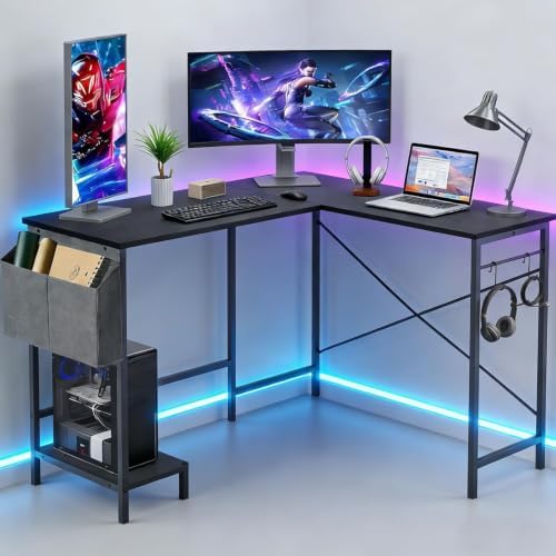 L Shaped Desk, 50 Inch Reversible Computer Desk with CPU Stand