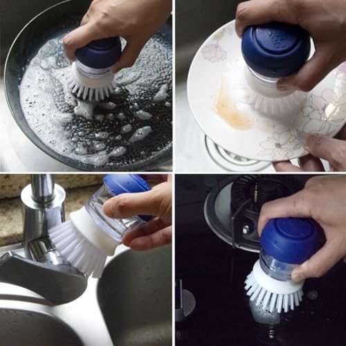 CELOX 2 Pack Dish Brush with Soap Dispenser for Kitchen Cleaning