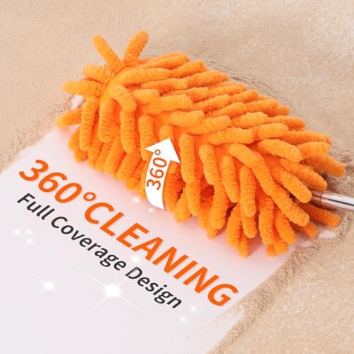 Mini Duster for Cleaning, 360° Bendable Hand Dusters with Extension Pole, Washable Small Duster for Car Interior, Office, Furniture
